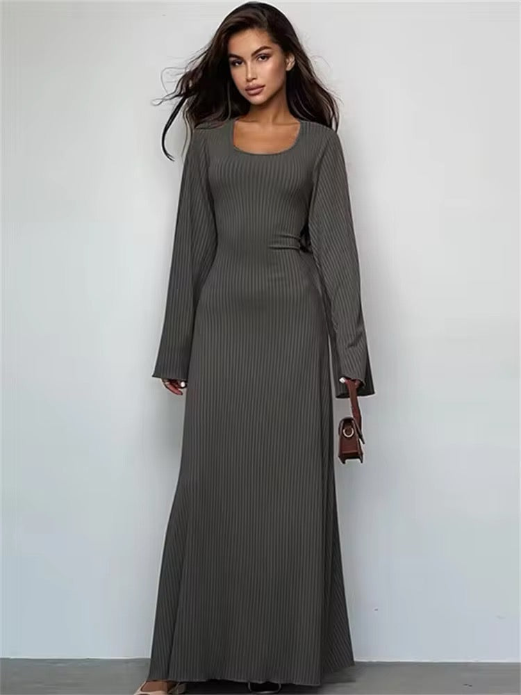 Black maxi dress with bell sleeves