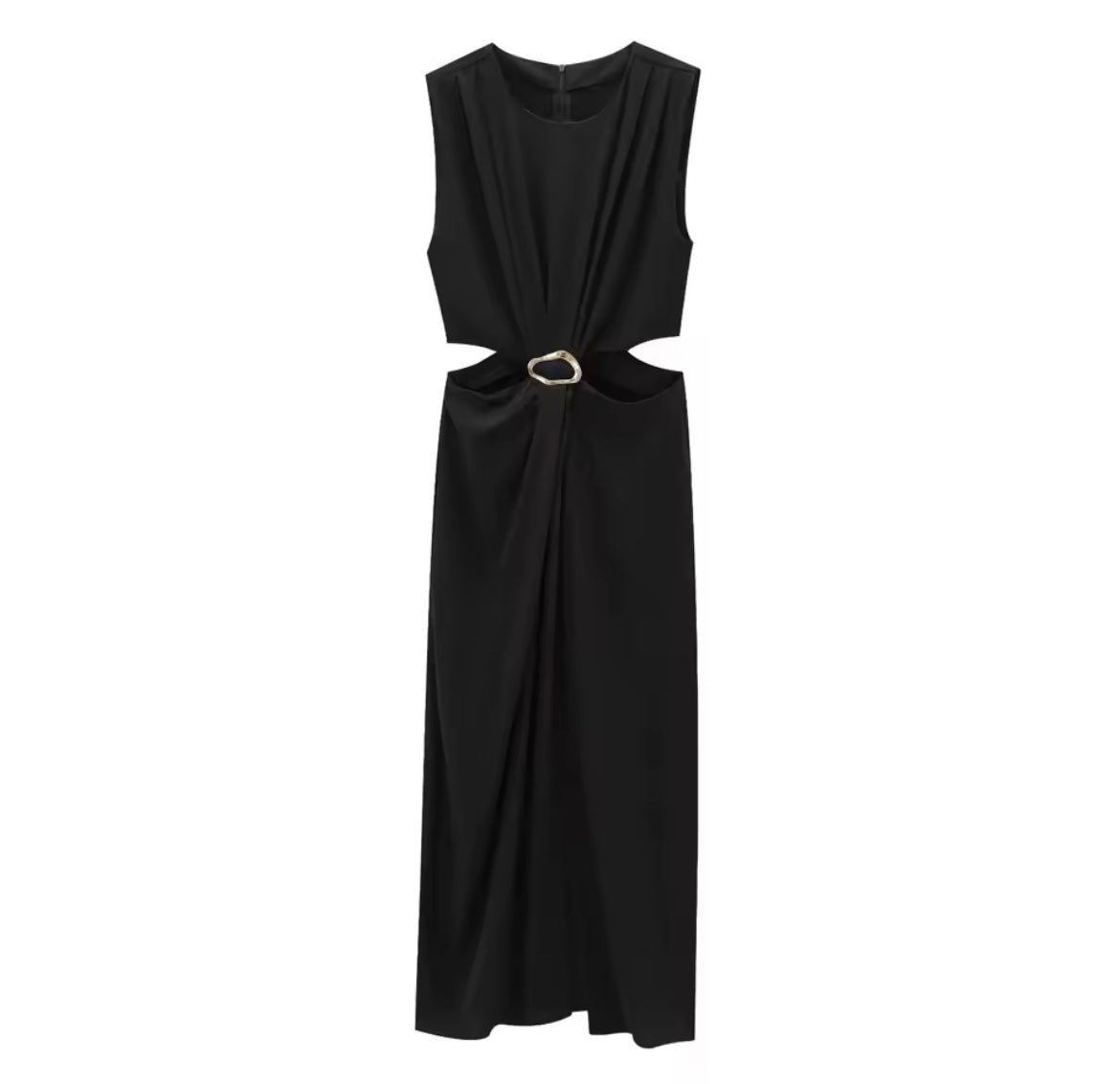 Cut-Out Midikleid mit Zierschnalle