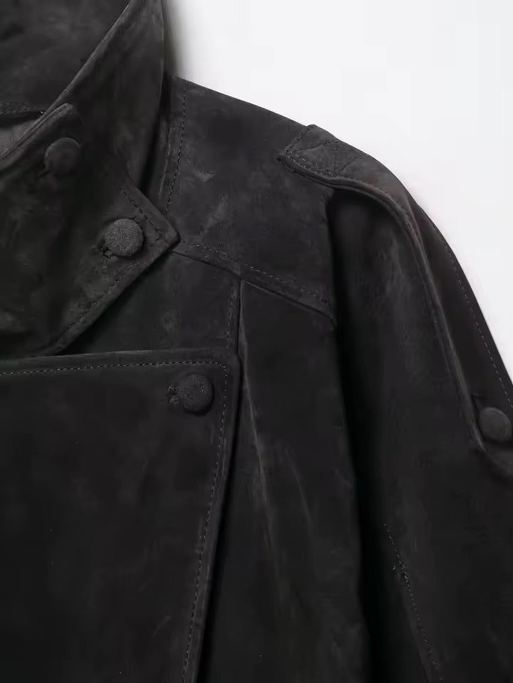 Wildlederjacke mit Stehkragen