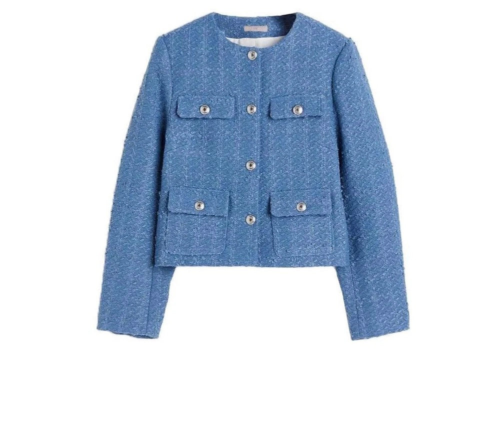 Classic bouclé jacket with button placket