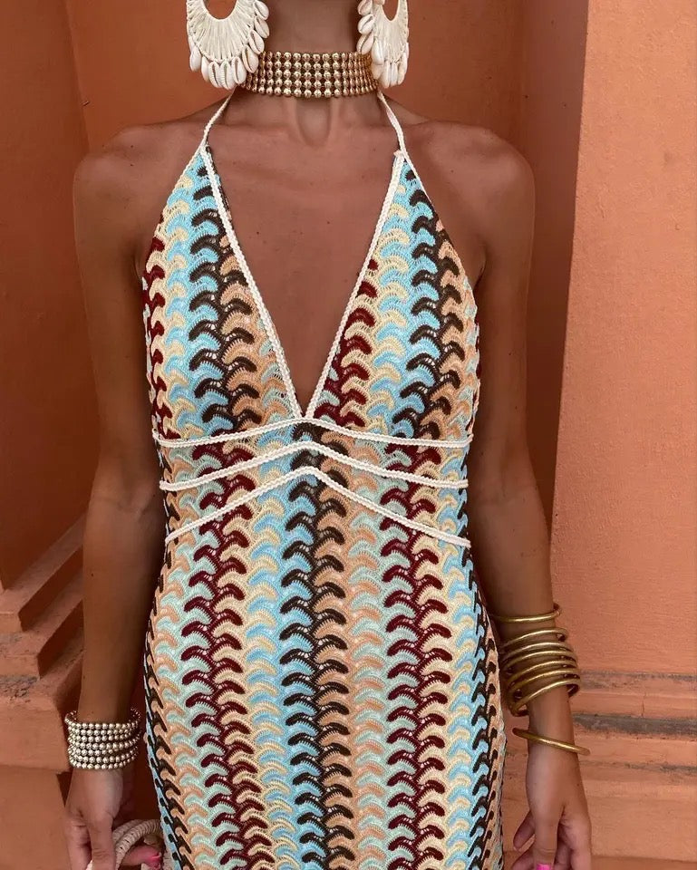 Robe longue d'été avec motif au crochet