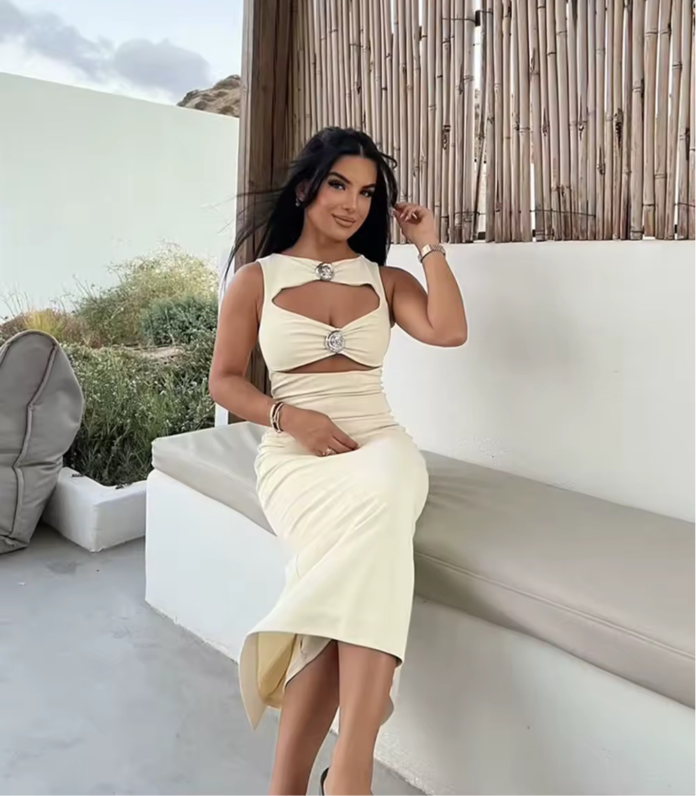 Elegant Cut-Out Midi Kleid