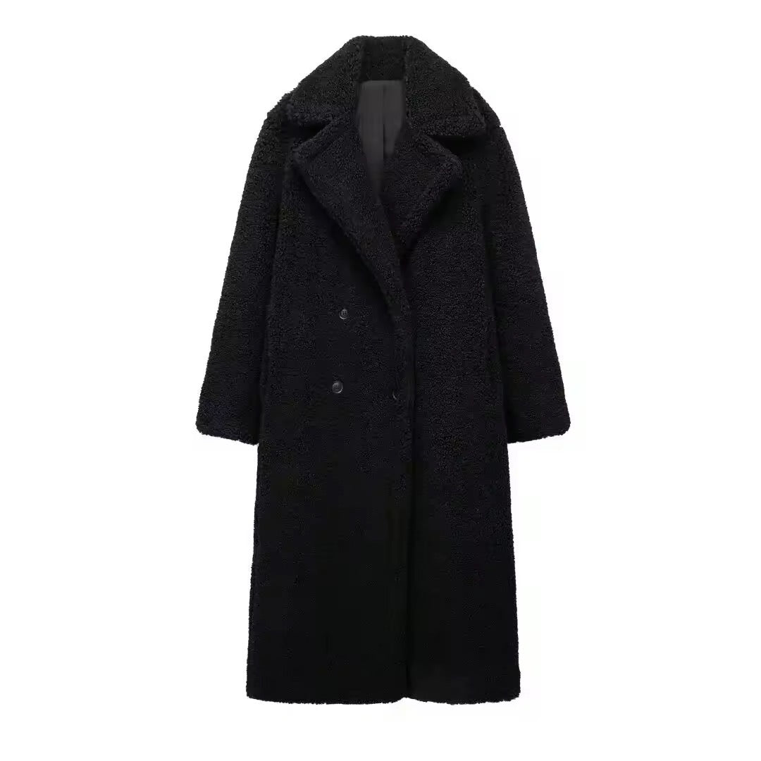 Manteau en peluche élégant avec col à revers
