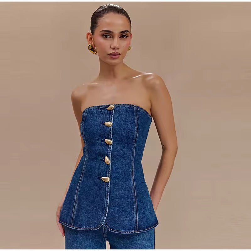 Denim Chic Corset Top