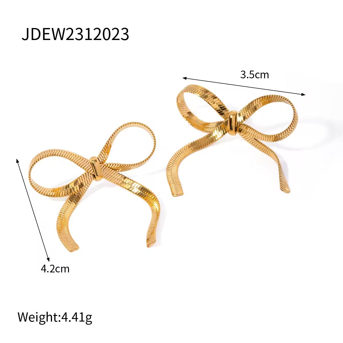 Elegant golden bow earrings