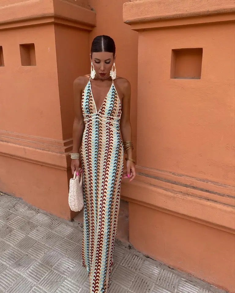 Robe longue d'été avec motif au crochet