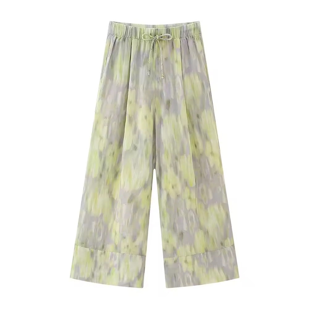 Lime Mist – Zweiteiliges Set aus Bluse & weiter Hose