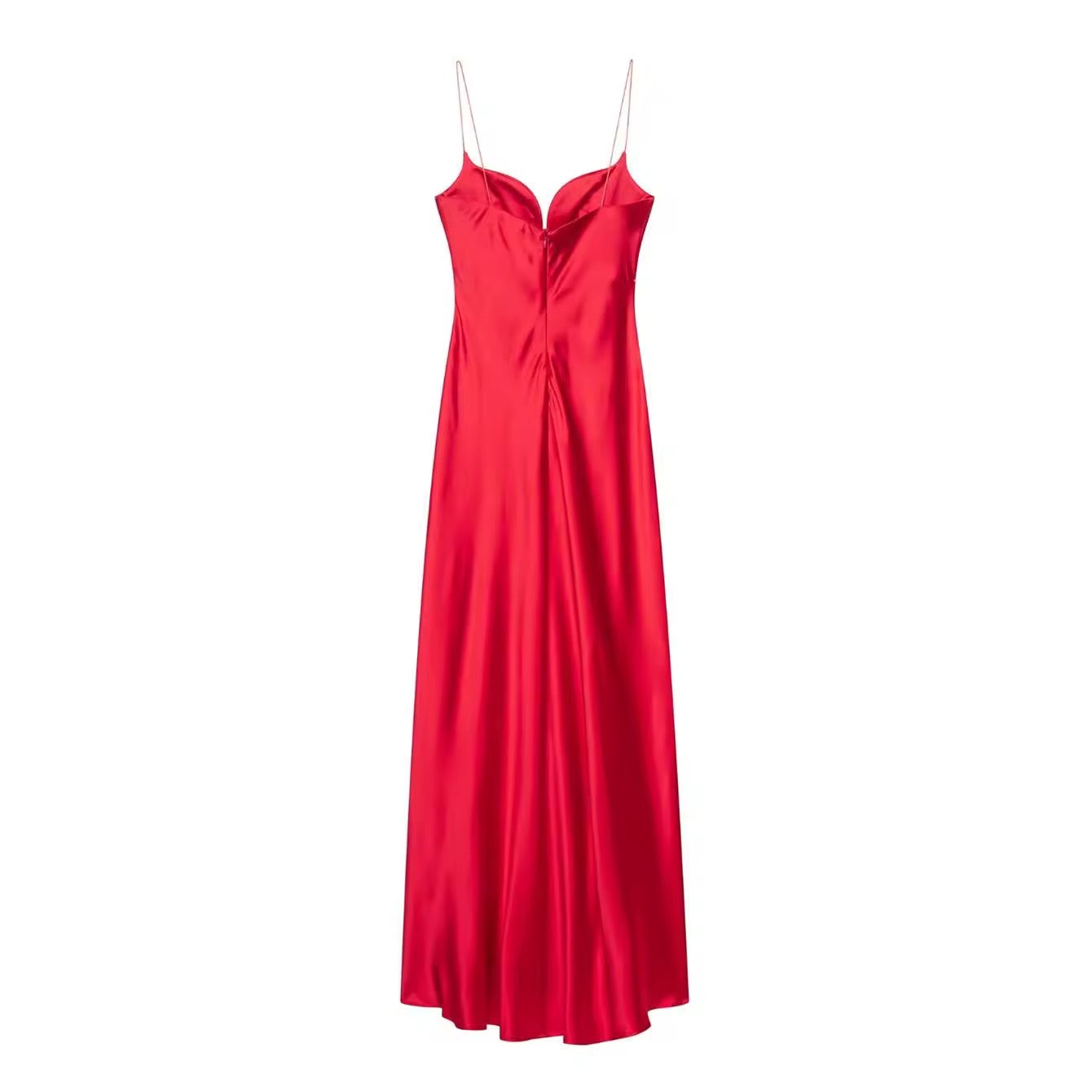 Elegantes Satin-Maxikleid mit Spaghettiträgern