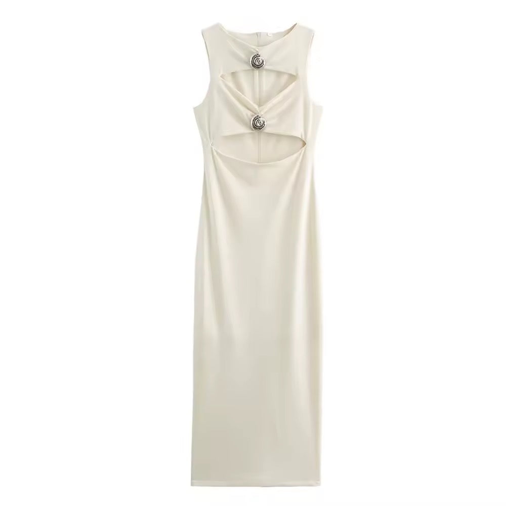 Elegant Cut-Out Midi Kleid