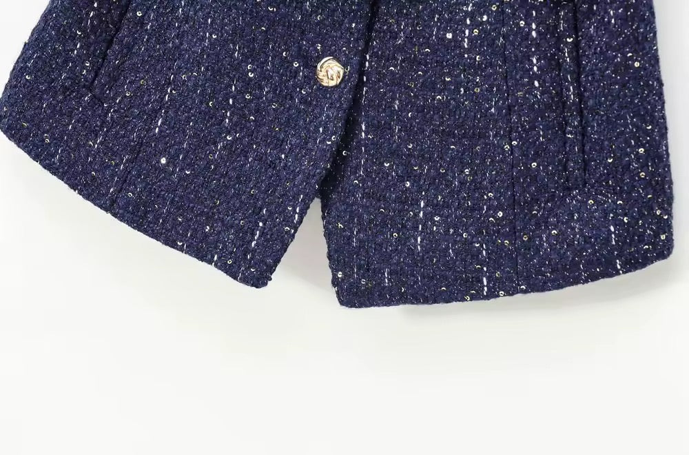 Elegante Tweed-Weste mit Gürtel
