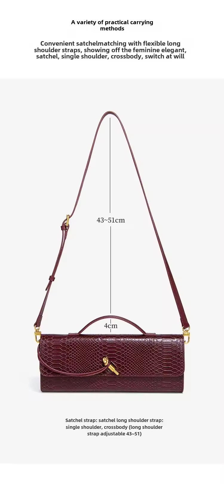 Luxurious clutch bag in crocodile look