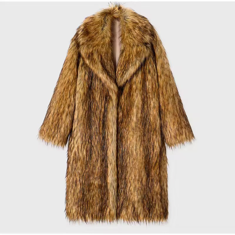 manteau en fausse fourrure marron