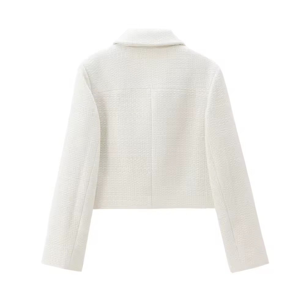 Elegant two-piece set – blazer and mini skirt in white