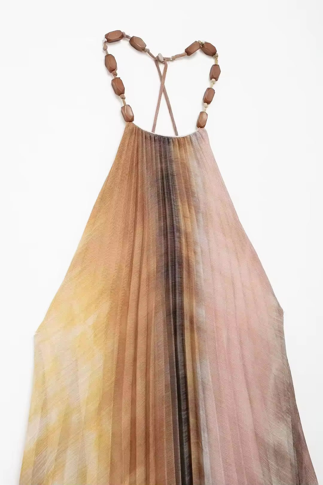 Maxikleid mit Batikmuster & Perlen-Trägern