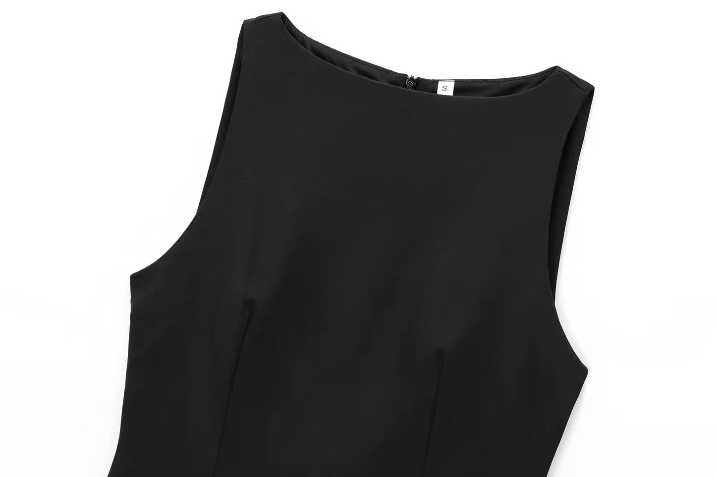 Black mini dress with feather trim