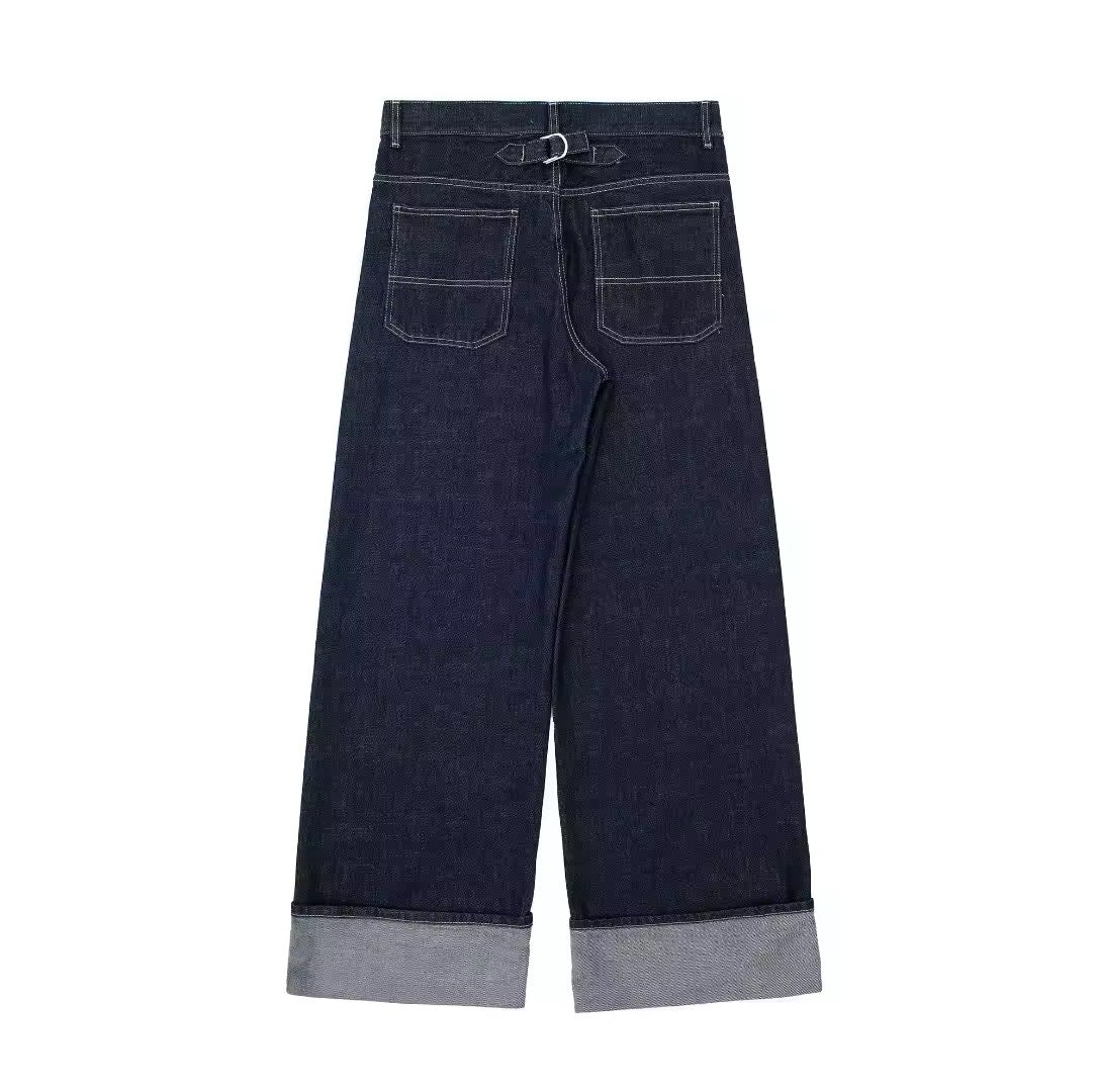Wide Leg Jeans mit Umschlag