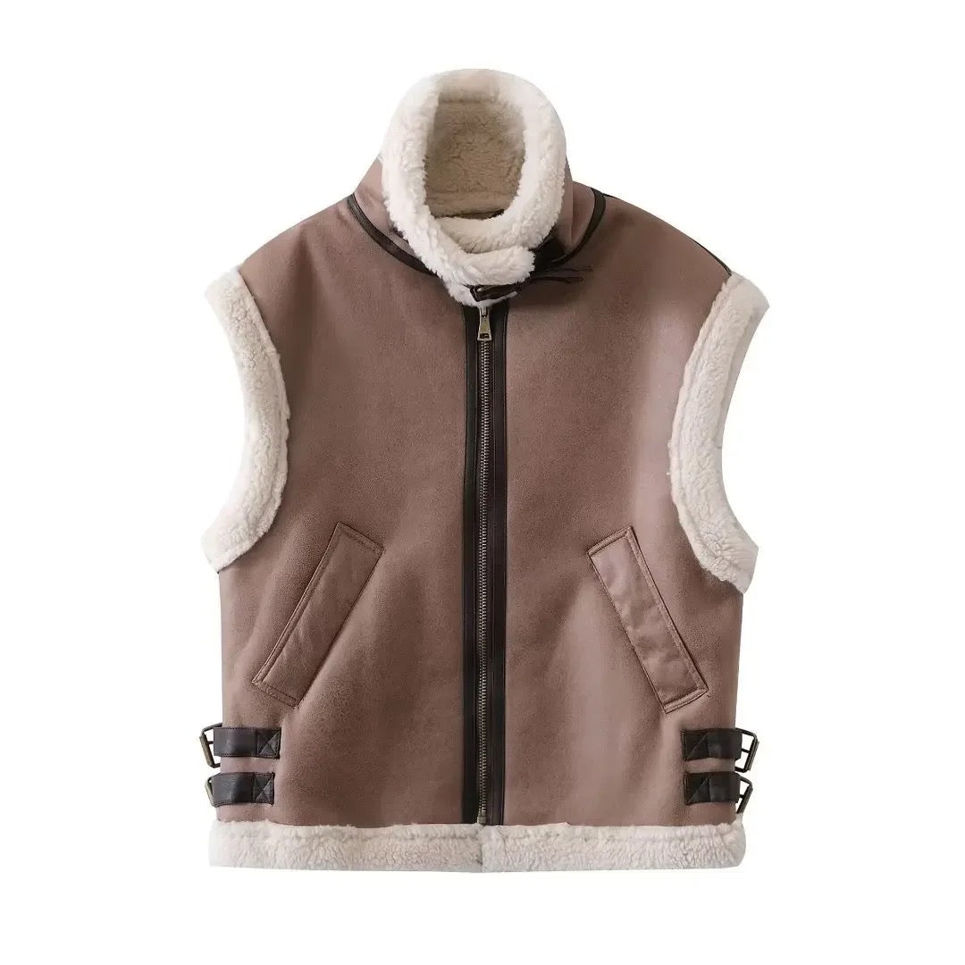 gilet en peau de mouton pour femme