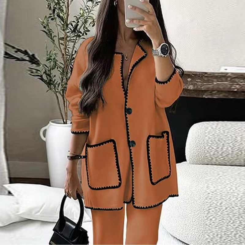 Two-piece set with contrast stitching