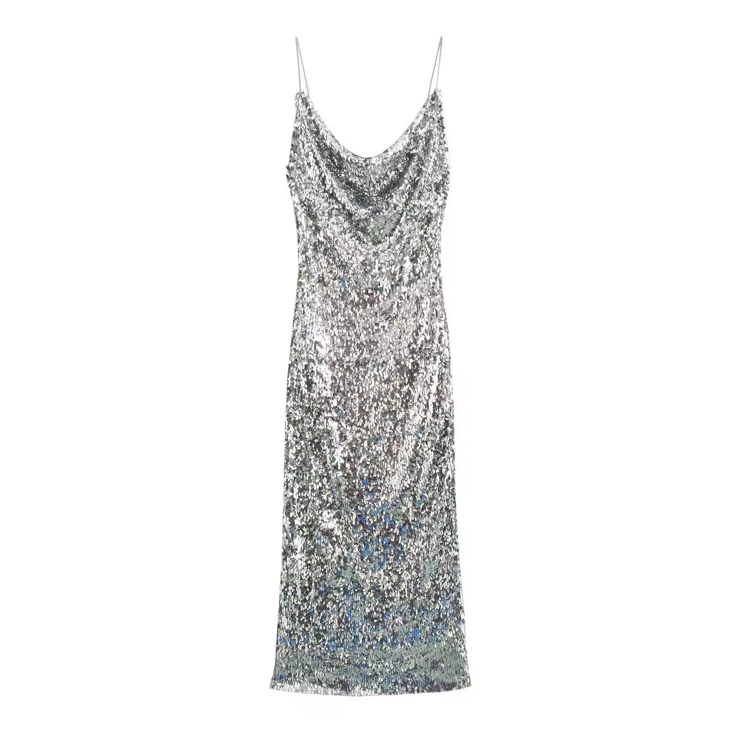 Robe à paillettes argentées scintillantes
