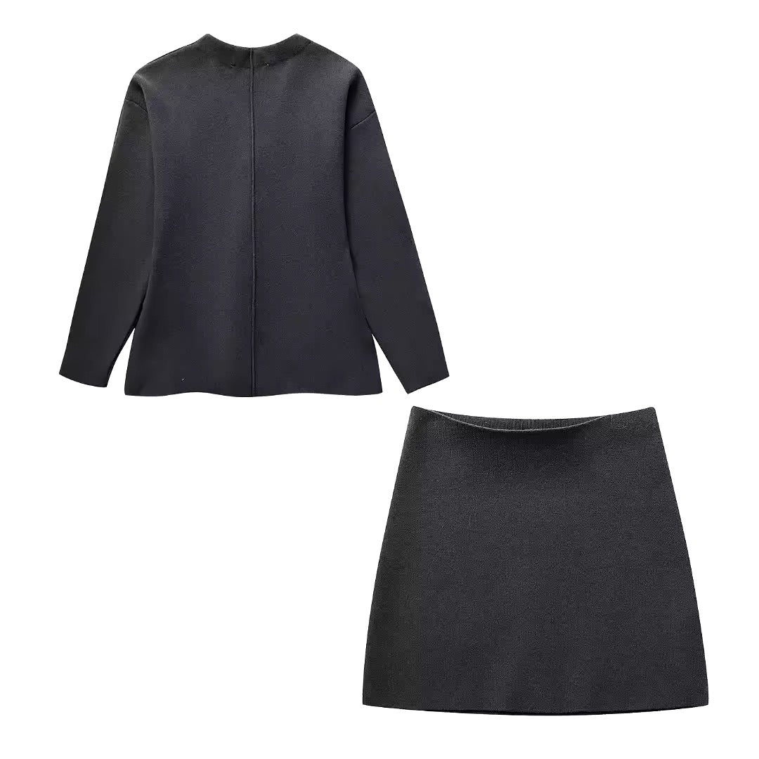 Two-piece knitting set - sweater and skirt