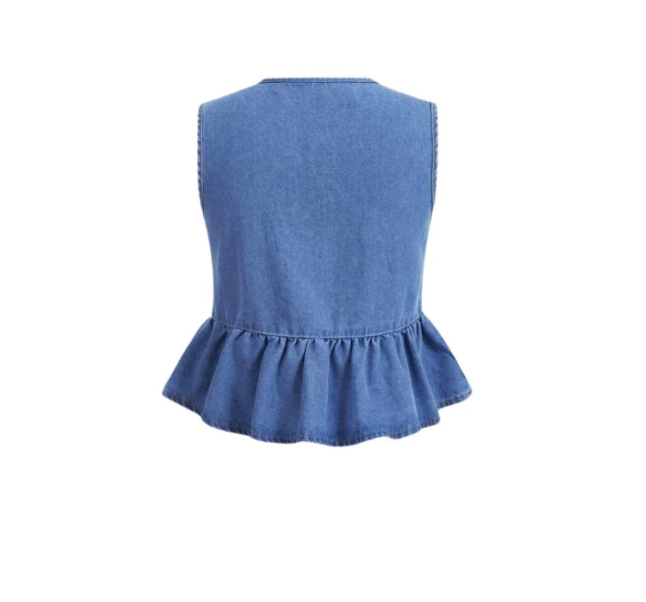 Denim Crop-Top mit Schleifen – Trendy & Feminin