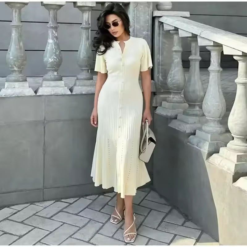 Strick-Midikleid mit Flügelärmeln