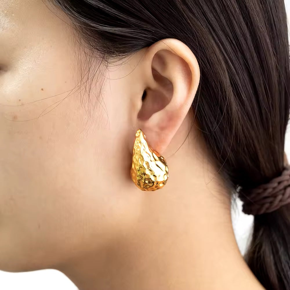 Gold Drop-Shaped Statement Earrings