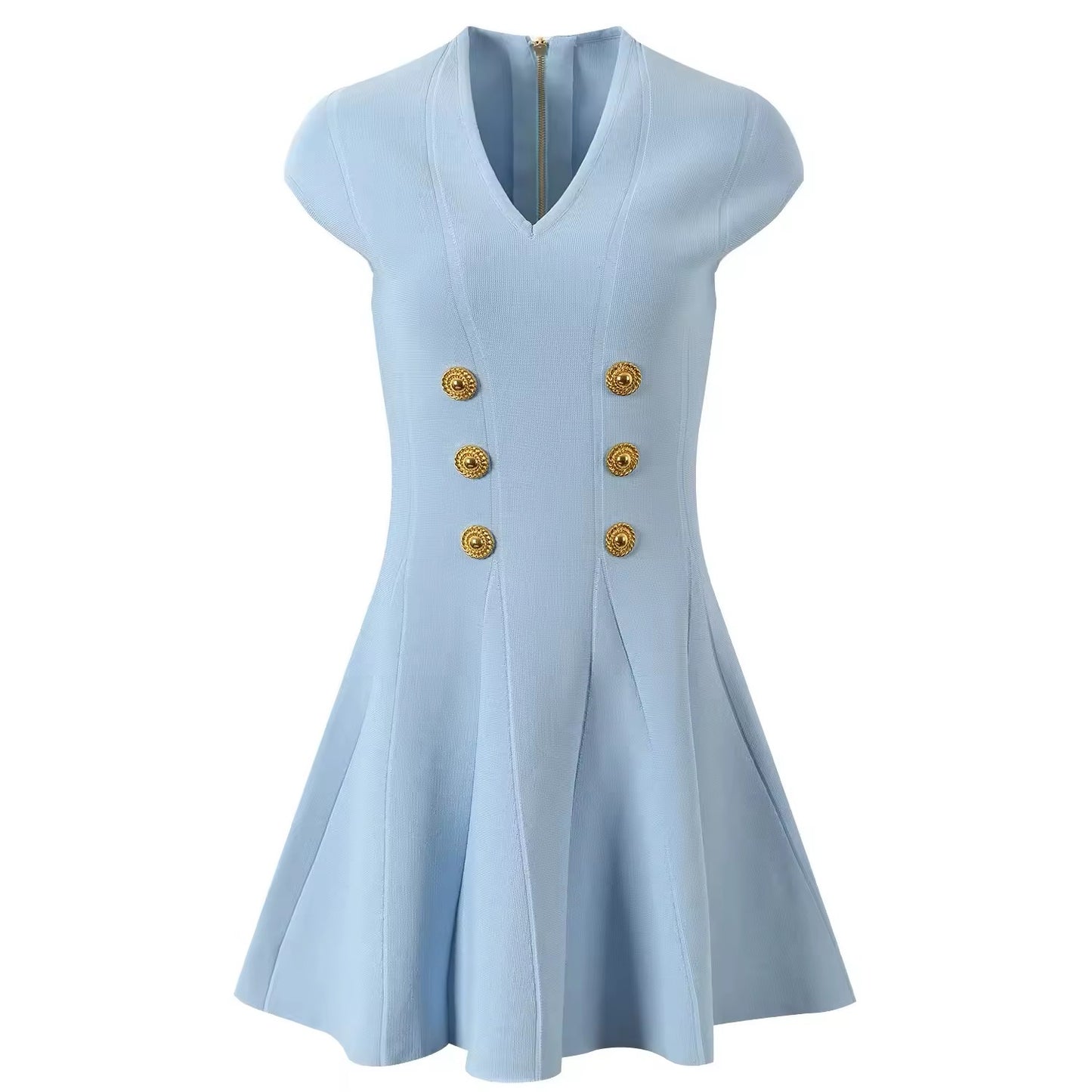Elegant midi dress with gold buttons