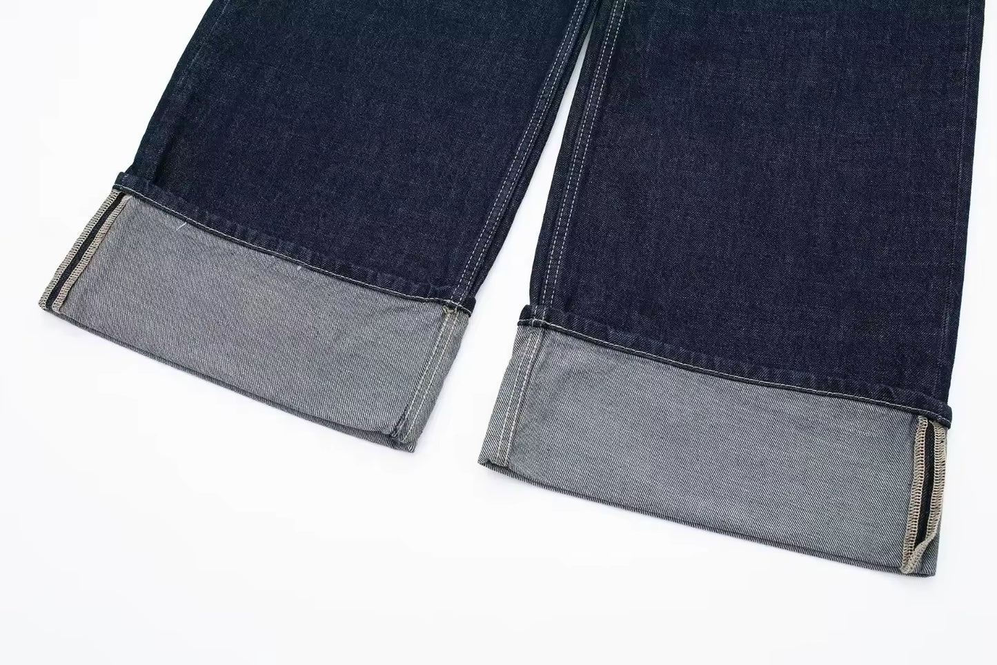 Wide Leg Jeans mit Umschlag