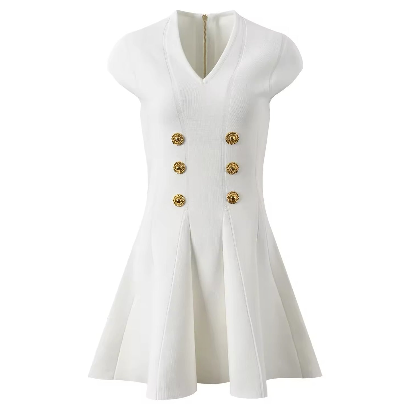Elegant midi dress with gold buttons