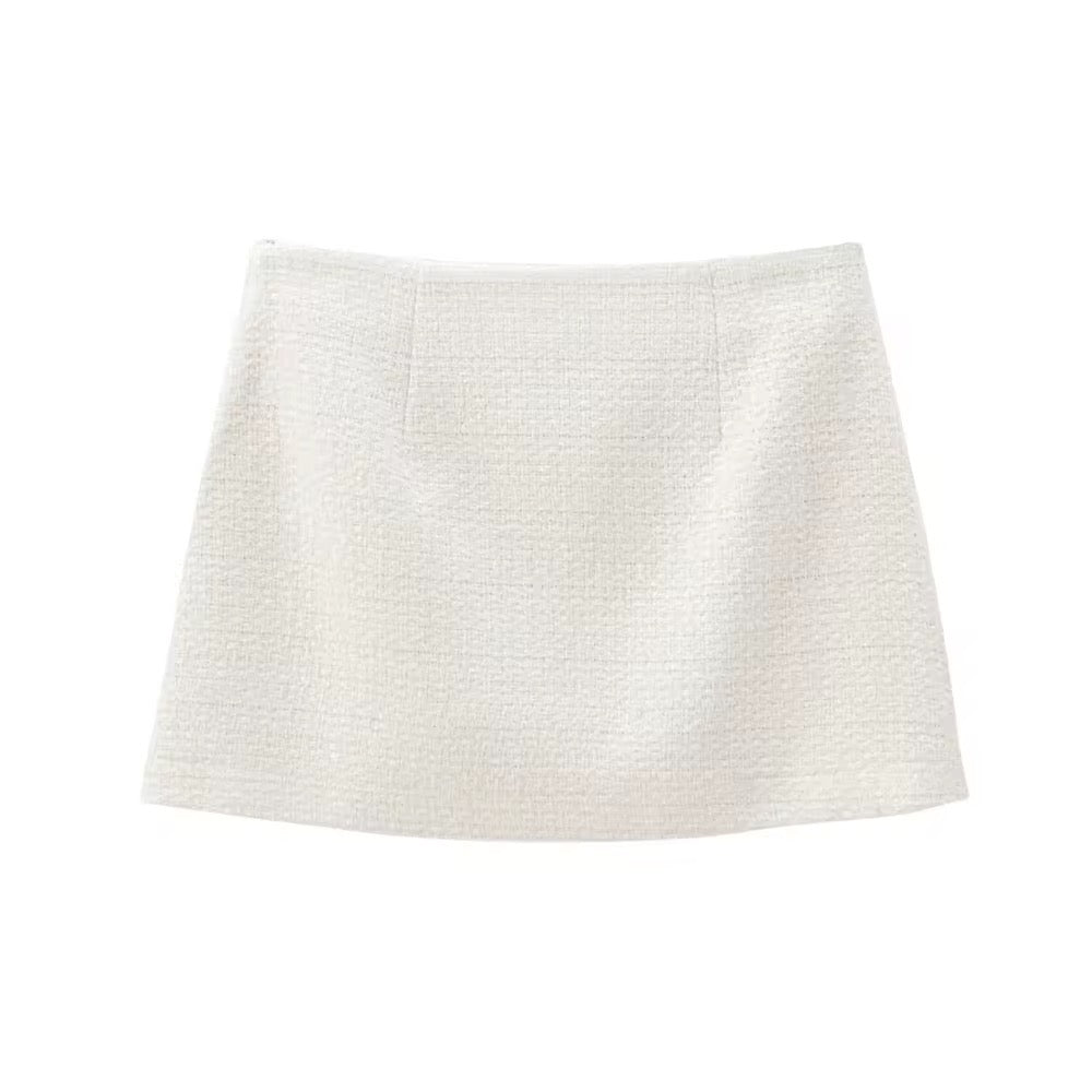 Elegant two-piece set – blazer and mini skirt in white