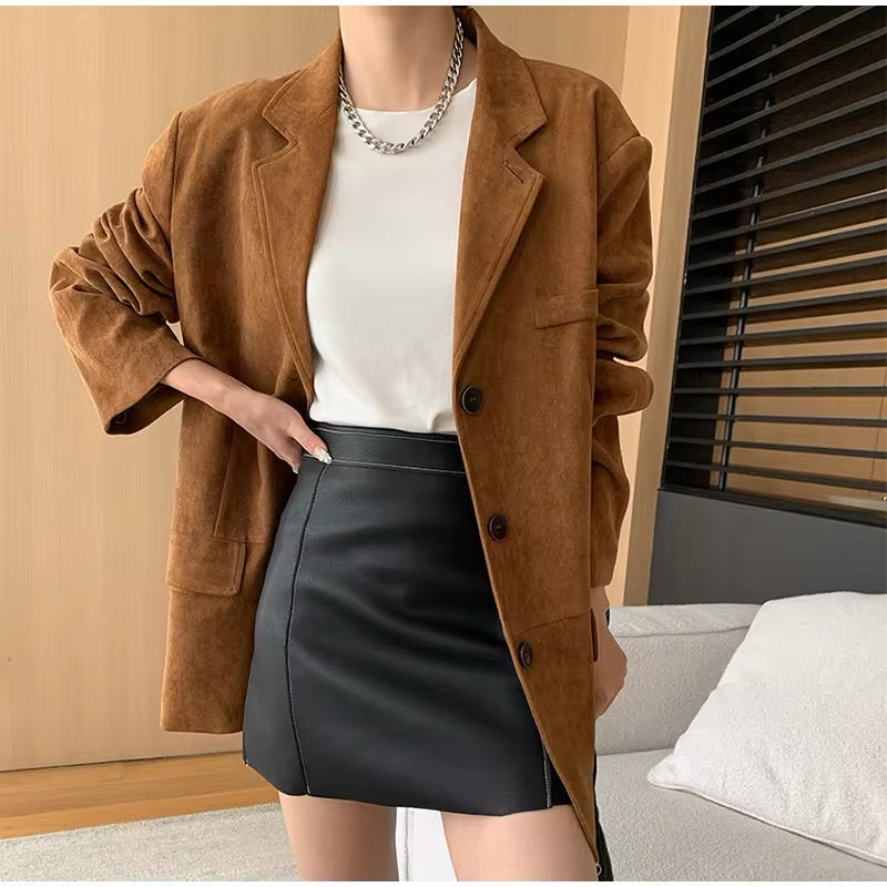 blazer en daim pour femme