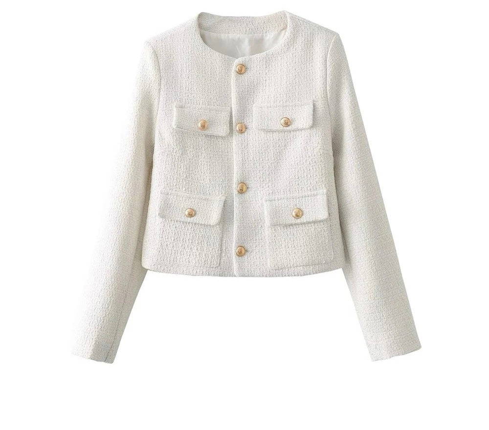 Classic bouclé jacket with button placket
