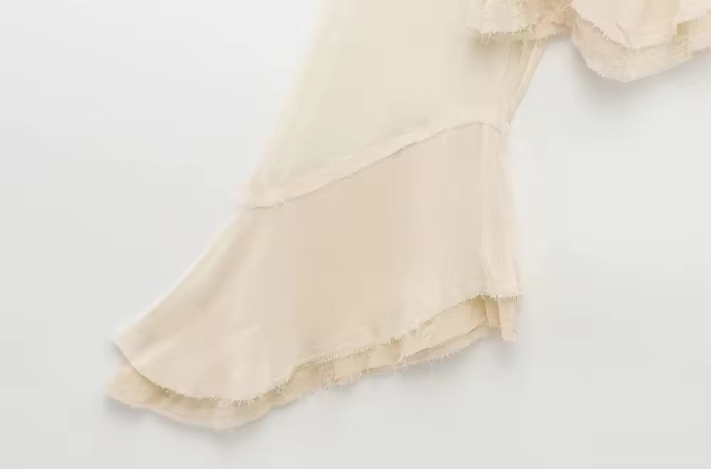 Boho-Chic Bluse mit Bindebändern und Volants