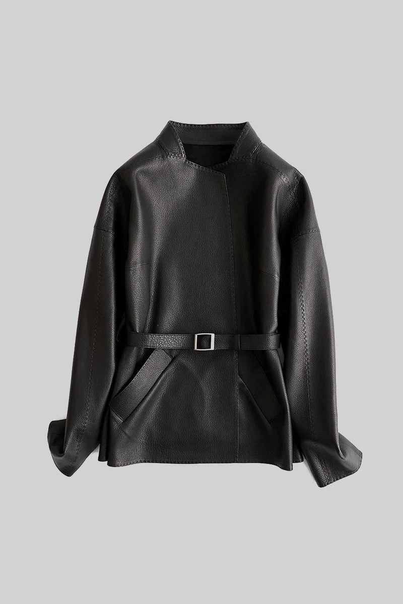 tailored faux leather blazer