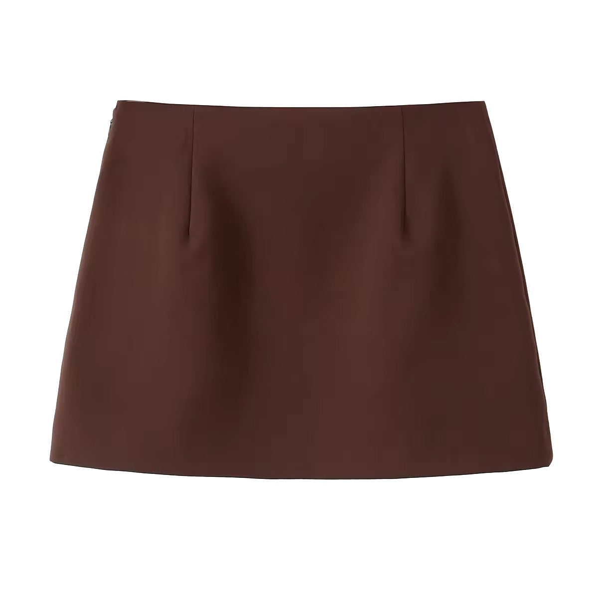 Two-piece set of jacket and miniskirt in brown
