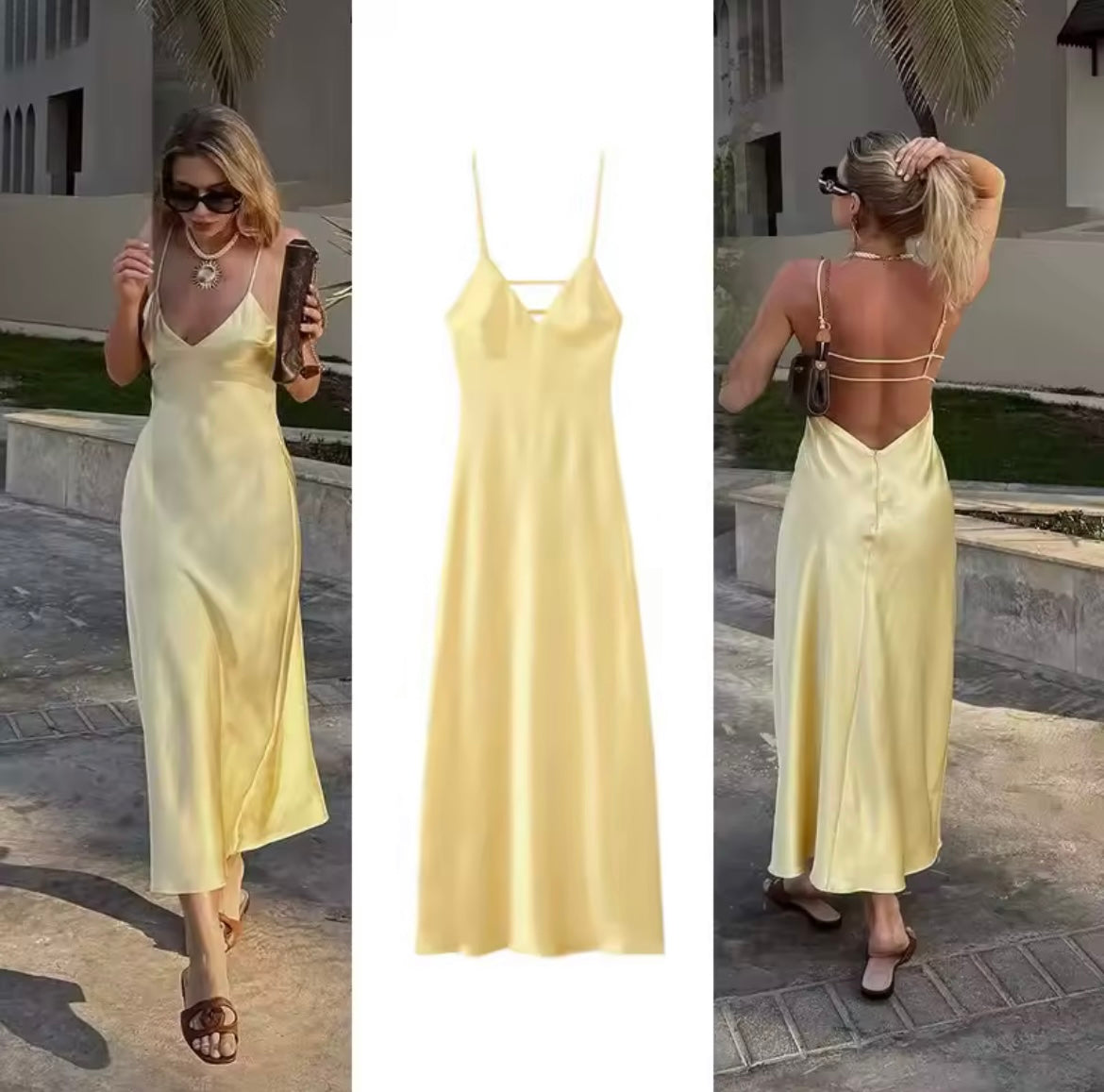 Langes Satin Slip Kleid