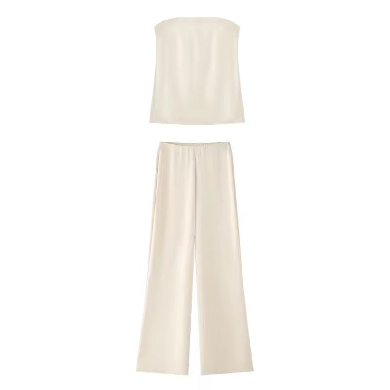 Zweiteiliges Set Bandeau-Top & Weite Hose