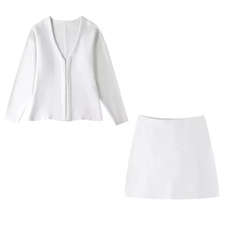 Two-piece knitting set - sweater and skirt