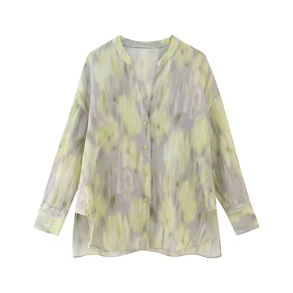 Lime Mist – Zweiteiliges Set aus Bluse & weiter Hose