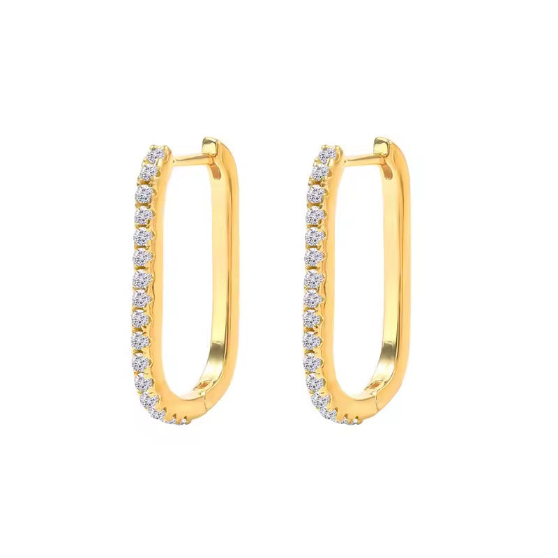 Rechteck-Creolen mit Zirkonia