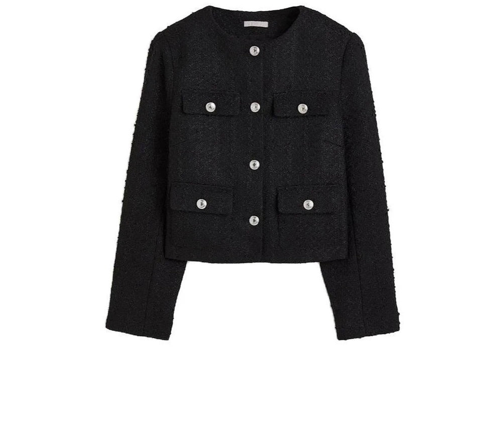 Classic bouclé jacket with button placket