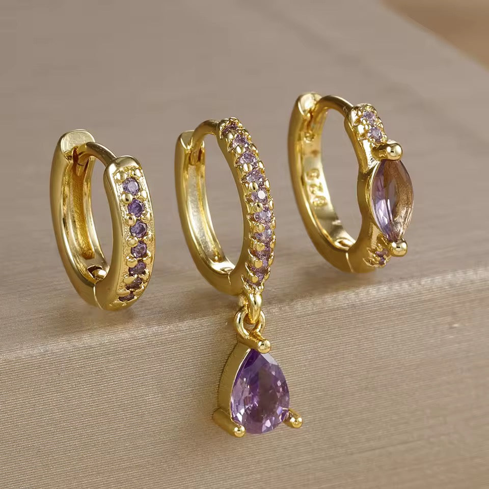 Edelstahl Creolen mit Zirkonia