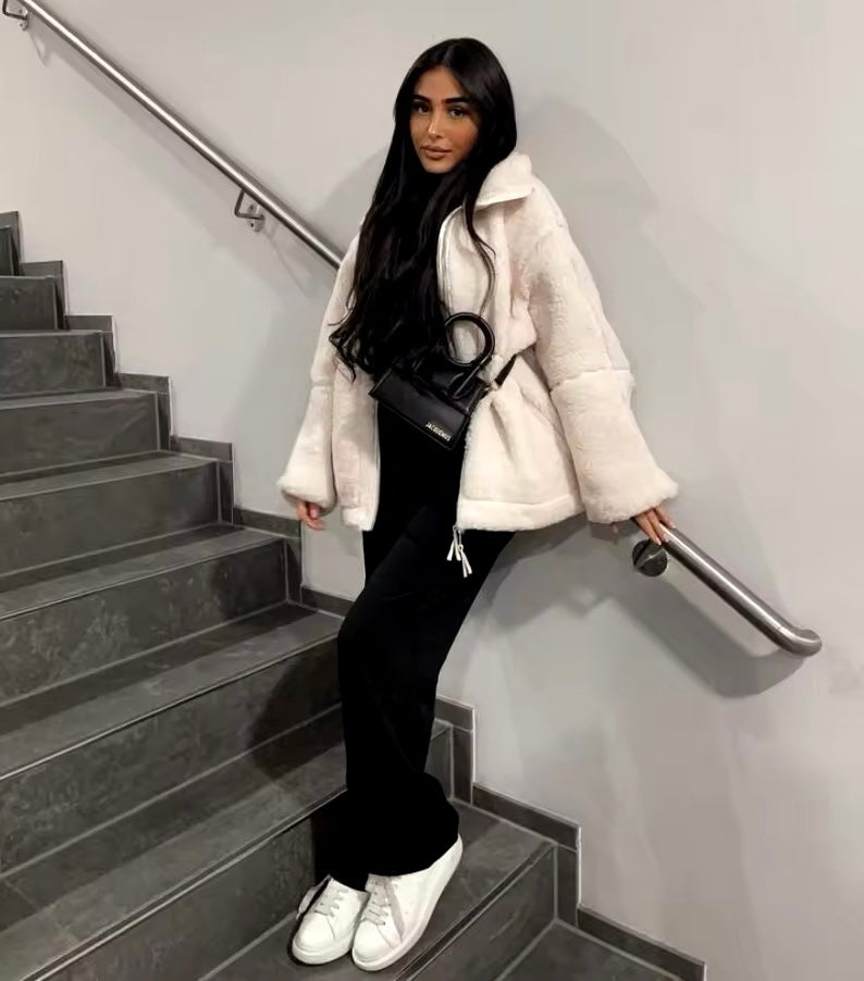 Fluffy fleece jacket with full zip