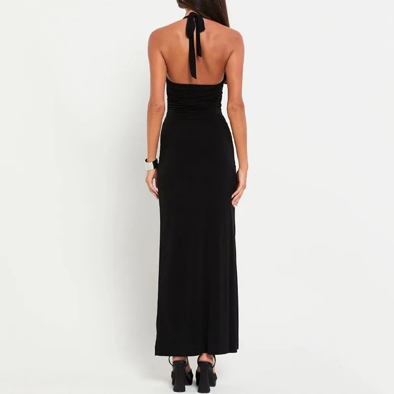 Robe longue avec découpes et détails papillon