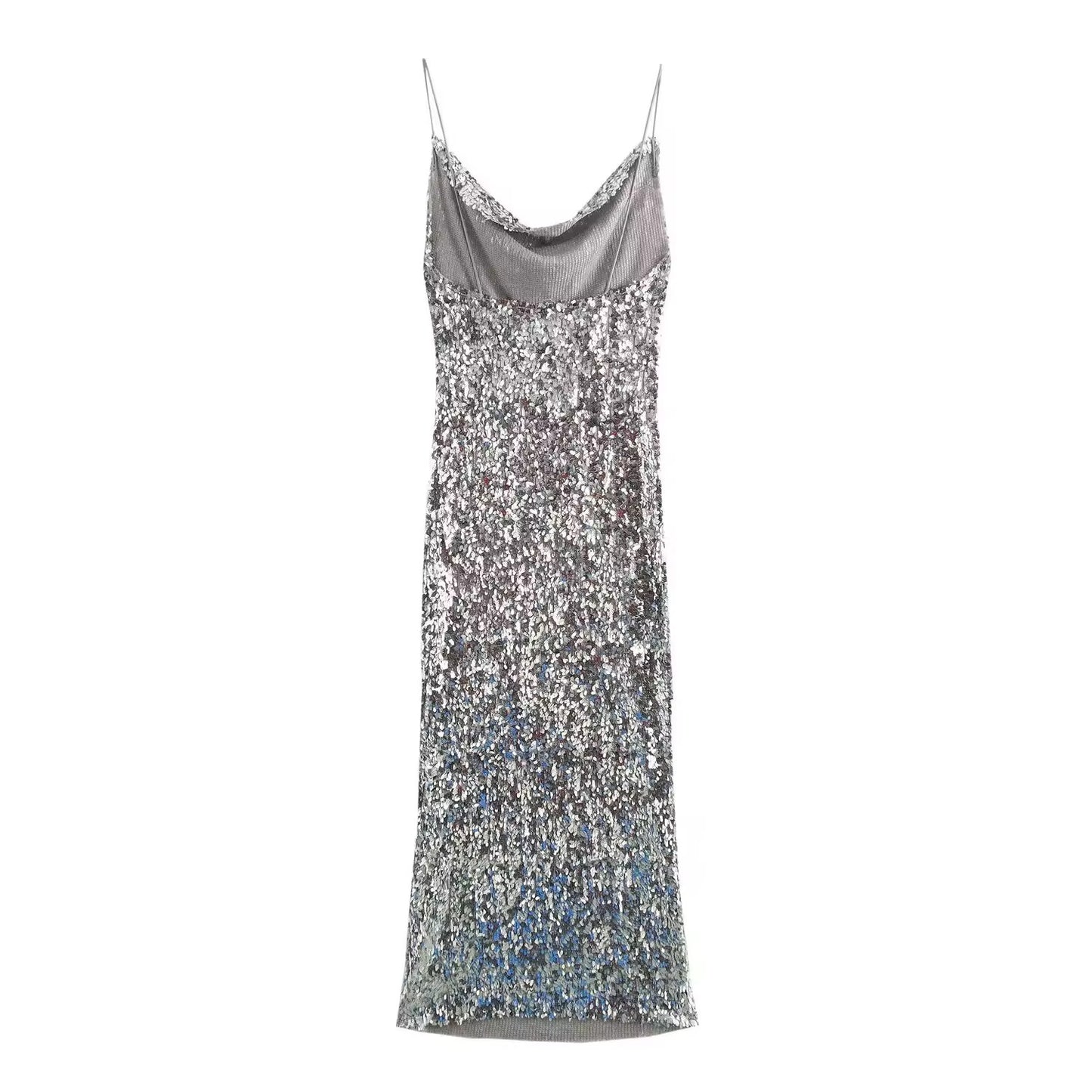 Robe à paillettes argentées scintillantes