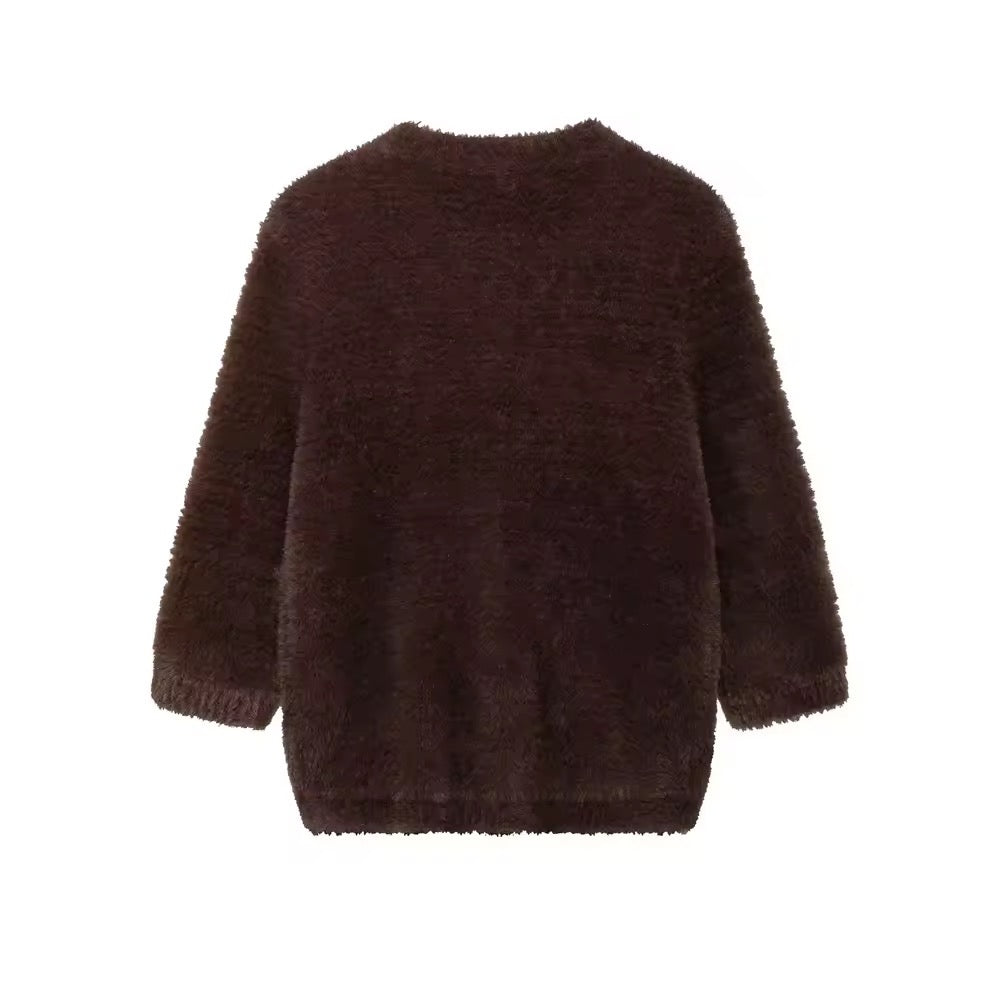 Soft knitted cardigan with flower buttons