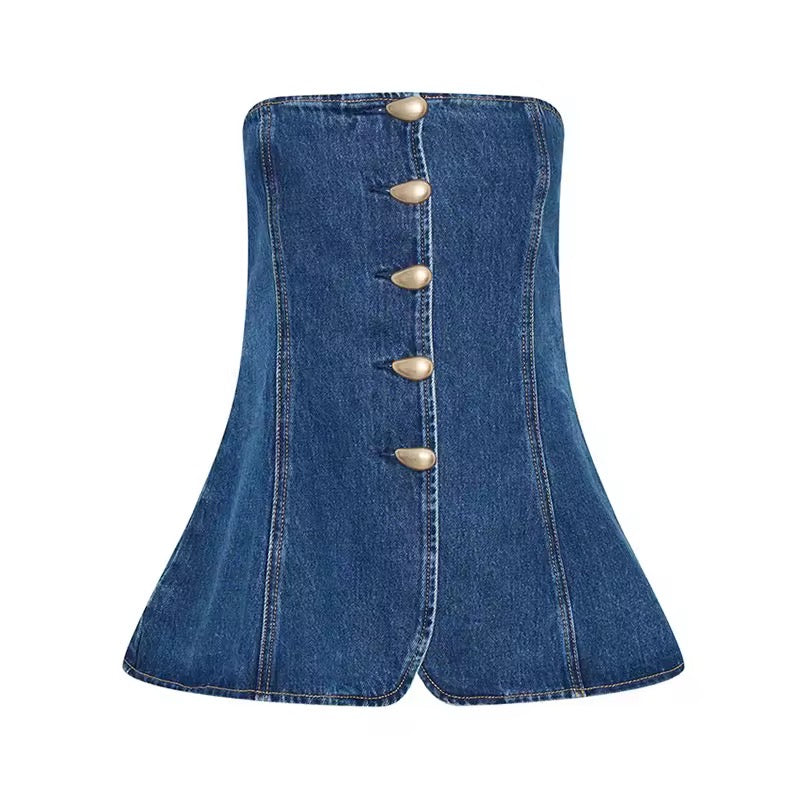 Denim Chic Corset Top