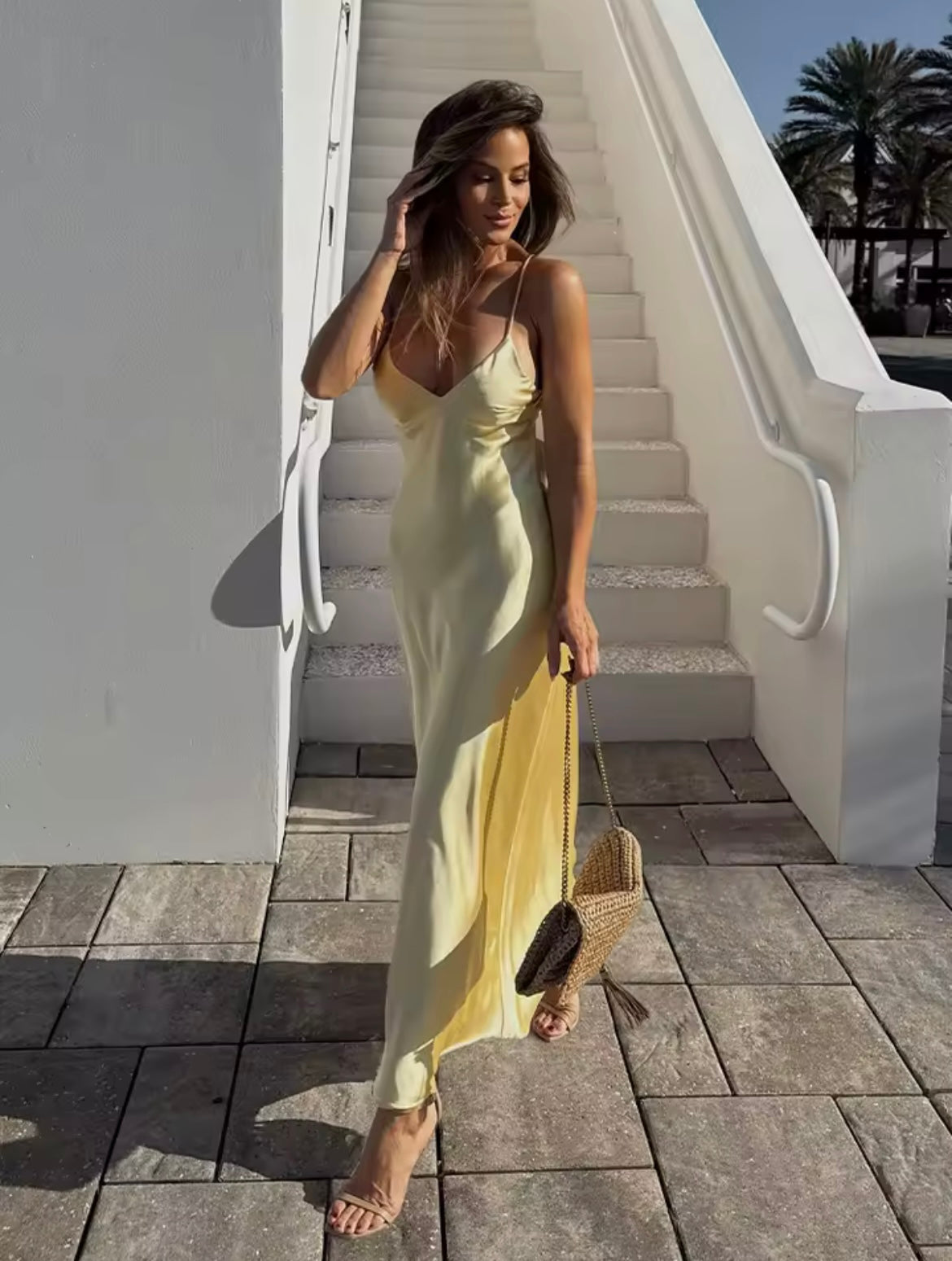 Langes Satin Slip Kleid