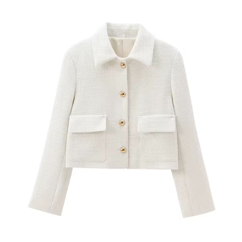 Elegant two-piece set – blazer and mini skirt in white